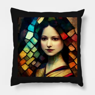 Monalisa in stained glass Pillow