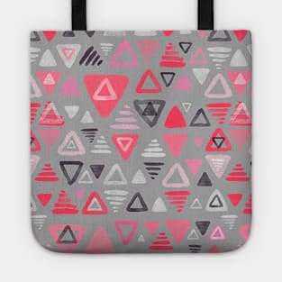 Summer Melon Hot Pink Triangles on Grey Tote