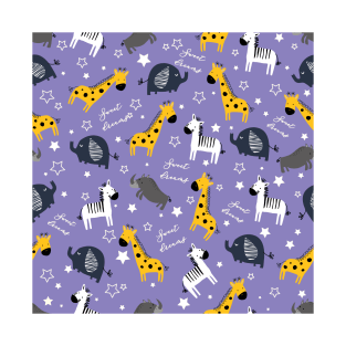 Sweet dreams little one zoo animals cute pattern purple T-Shirt