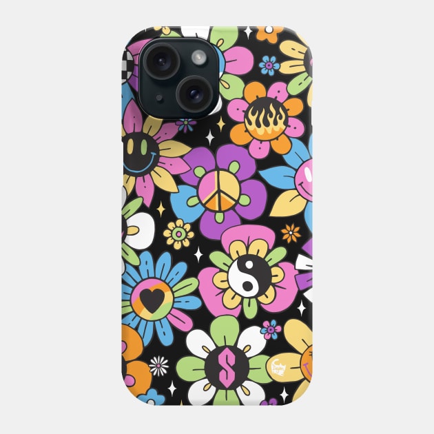 Neon Pastel Smiley Blossoms Phone Case by DajonAcevedo