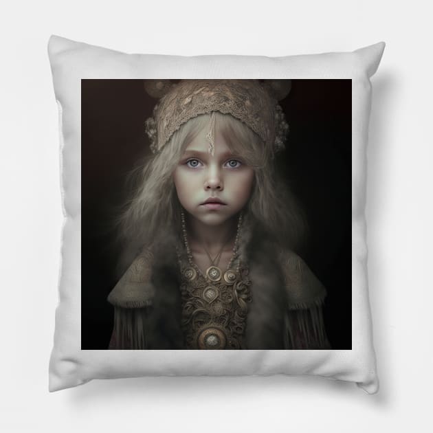 A Young Girl in Ceremonial Clothing Pillow by daniel4510