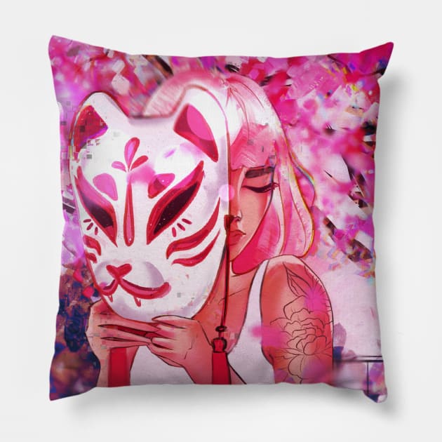 Kitsune Mask Pillow by Nina A. Milke