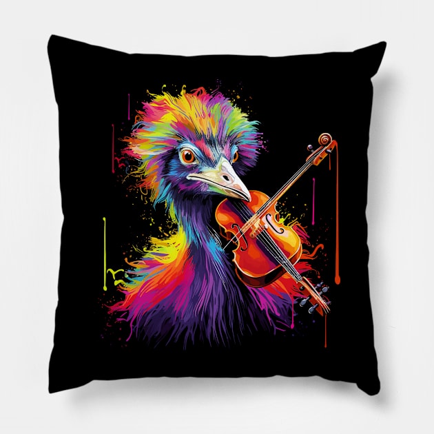 Ostrich Playing Violin Pillow by JH Mart