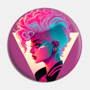 Vaporwave Vapor Girl with Mowhawk Pin