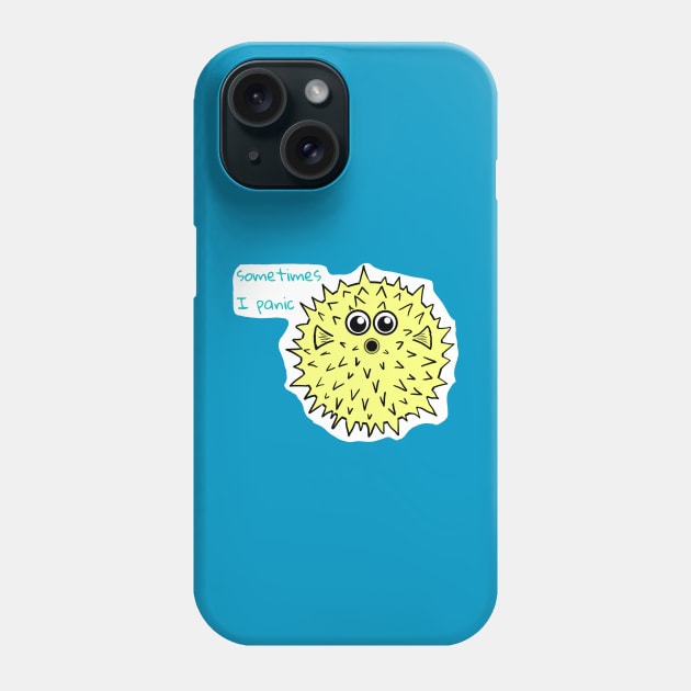 Panicked Puffer Fish Phone Case by Underbite Boutique