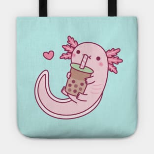 Cute Axolotl Loves Bubble Tea Tote