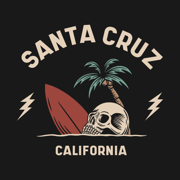 Vintage Surfing Santa Cruz California // Retro Surf Skull by Now Boarding