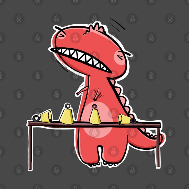 Funny Red T-Rex At Handbell Choir Practice by SubtleSplit