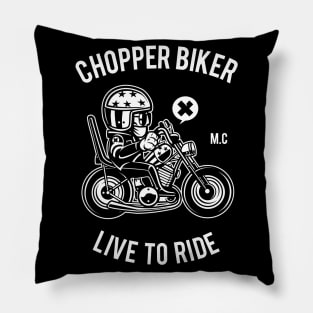 Chopper Biker Live To Ride Pillow