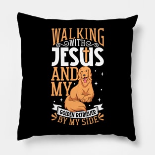 Jesus and dog - Golden Retriever Pillow