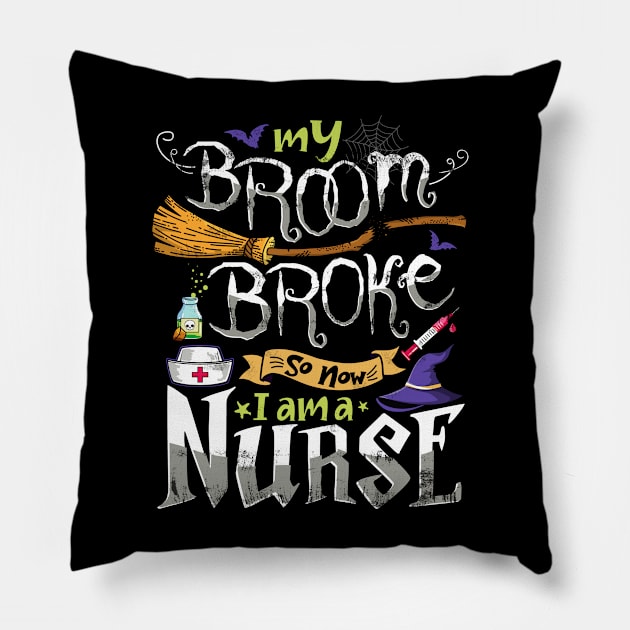 Funny Nurse Halloween Quote Pillow by Jandjprints