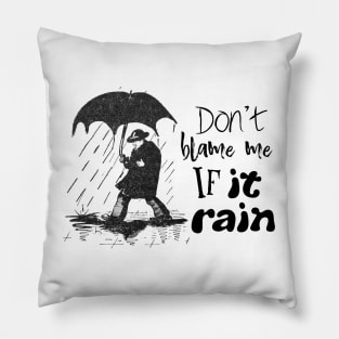 A man with Umbrella Funny Illustration and Text Pillow