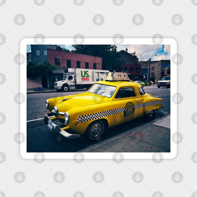 Yellow Cab, West Village, New York City Magnet by eleonoraingrid