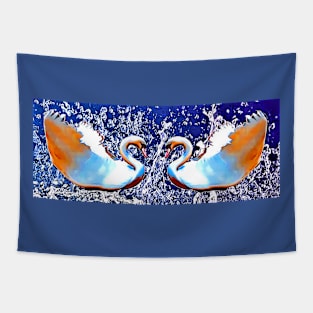 Cartoon Swans Tapestry