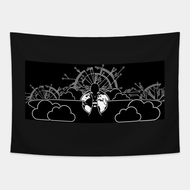Futuristic Black Swan Tapestry by MOULE