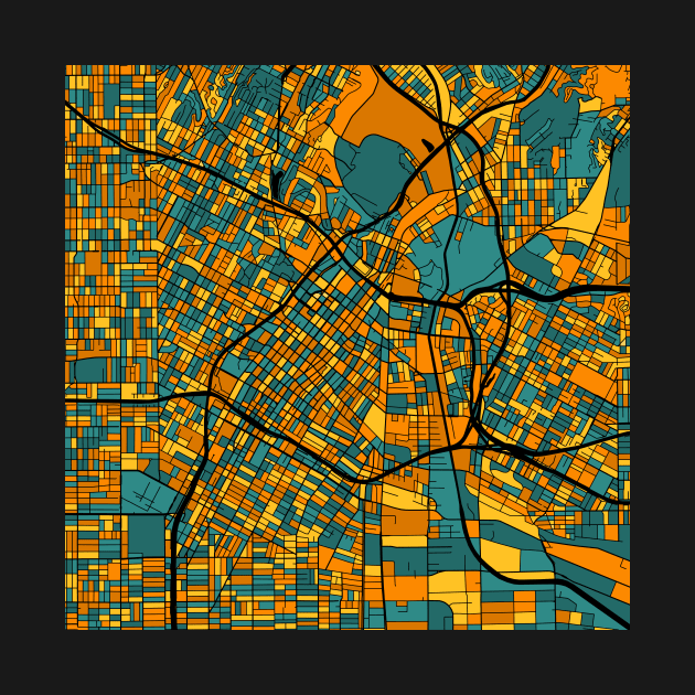 Los Angeles Map Pattern in Orange & Teal by PatternMaps