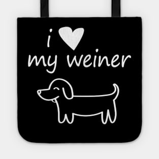 I LOVE MY WEINER T SHIRT, Dachshund Dog Doxie Lover Gift Tote