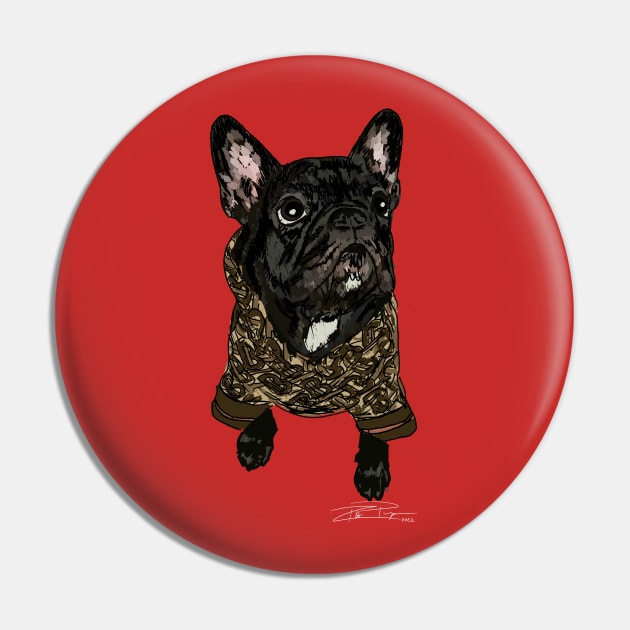 Frenchie Fashion Forward Pin by ART by RAP