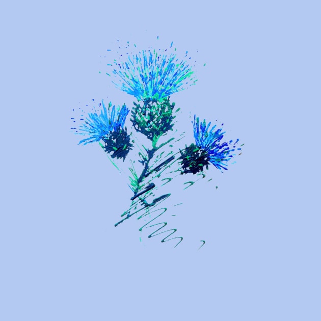 Scottish thistles in blue by Amazingraceart