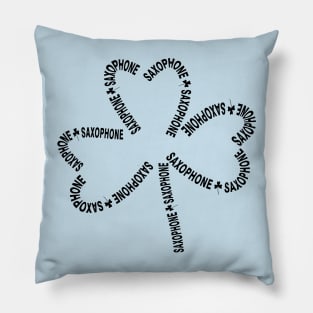 Saxophone Text Shamrock Pillow