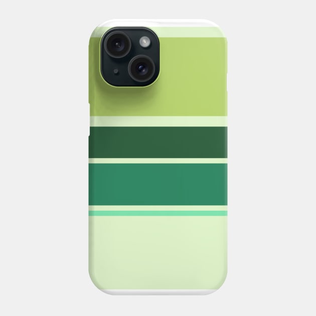 A gentle incorporation of Dark Sea Green, Medium Aquamarine, Very Light Green, Cal Poly Pomona Green and June Bud stripes. Phone Case by Sociable Stripes