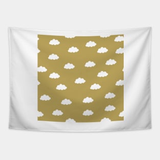 White clouds in green yellow background Tapestry