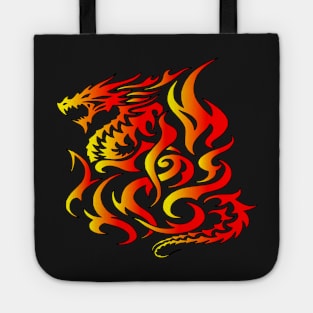 Beautiful Abstract Reborn Phoenix Dragon Design, Stylised Fiery Good Luck Dragon Design, Modern Red Burning Tribal Fire Dragon Design, New Dragon Rebirth Design, Dragon Reborn From The Flames Design Tote