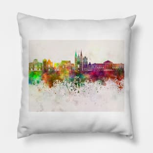 Angers skyline in watercolor background Pillow