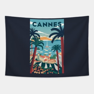 A Vintage Travel Art of Cannes - France Tapestry