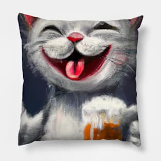 Happy Cat with Beer Pillow