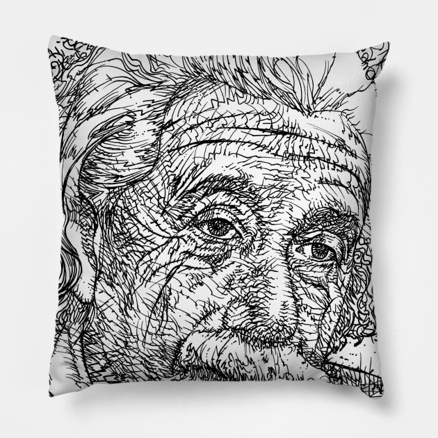 ALBERT EINSTEIN - ink portrait Pillow by lautir