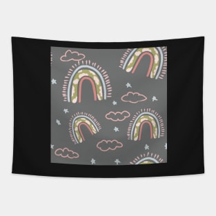 cute boho rainbow pattern grey Tapestry