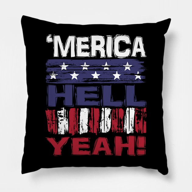 Merica Hell Yeah Pillow by Nerd_art