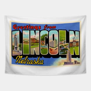 Greetings from Lincoln, Nebraska - Vintage Large Letter Postcard Tapestry