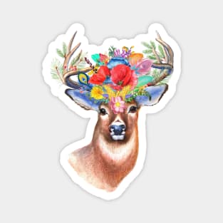 Deer Floral Magnet