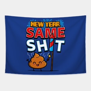 New Year 2024 Funny Cute Kawaii Poop Original Cartoon Meme Tapestry