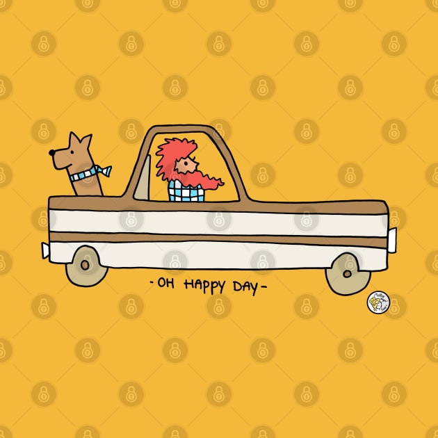 pick-up truck cartoon dude with dog by Mellowdays