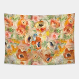 Orange Spring Flowers Tapestry