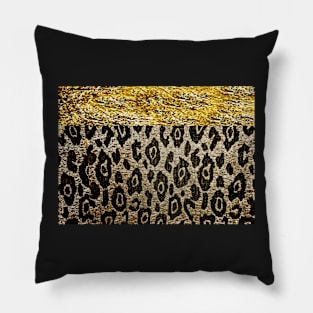 Animal Print Black and Gold and Brown Cheetah and Leopard Pillow