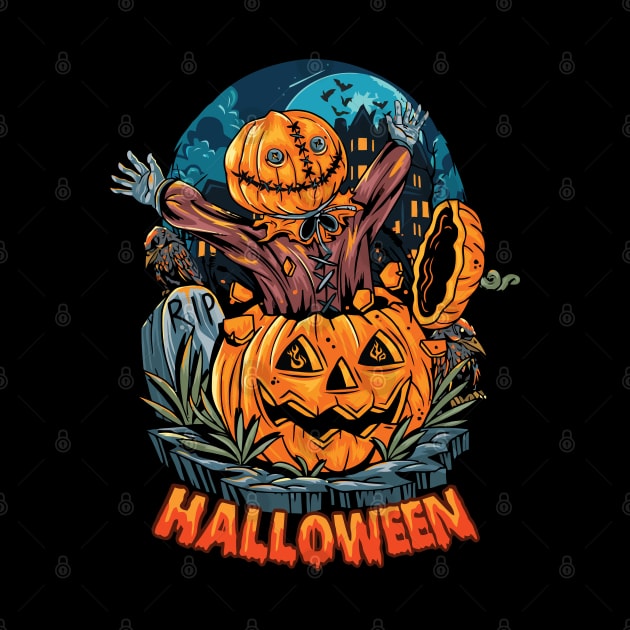 Scary Orange Pumpkin Hallowe'en Son From Father Graphic by Productcy