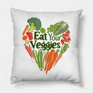 Eat Your Veggies T-Shirt | Healthy and Colorful Veggie Lover Tee Pillow