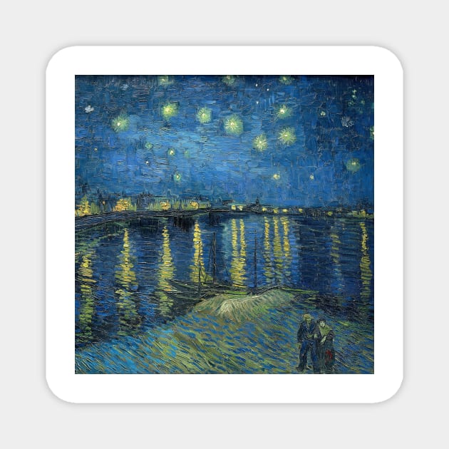 Vincent Van Gogh- Starry Night Over the Rhone Magnet by SybaDesign