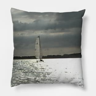 Sailing Under Clouded Sky Pillow