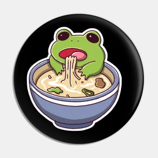 Cute Frog Eating Ramen Japanese Kawaii Animal Pin