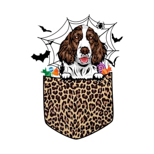 Leopard Dog Lover Gift English Springer Spaniel Halloween T-Shirt