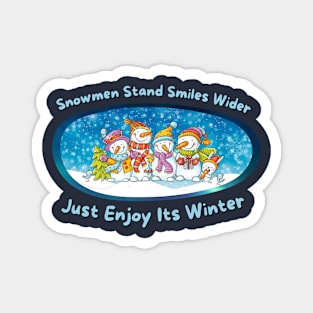 Winter's Grinning Snowmen: Enjoy the Season Magnet