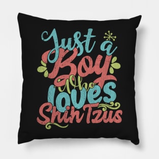Just A Boy Who Loves Shih Tzu Dog Gift graphic Pillow