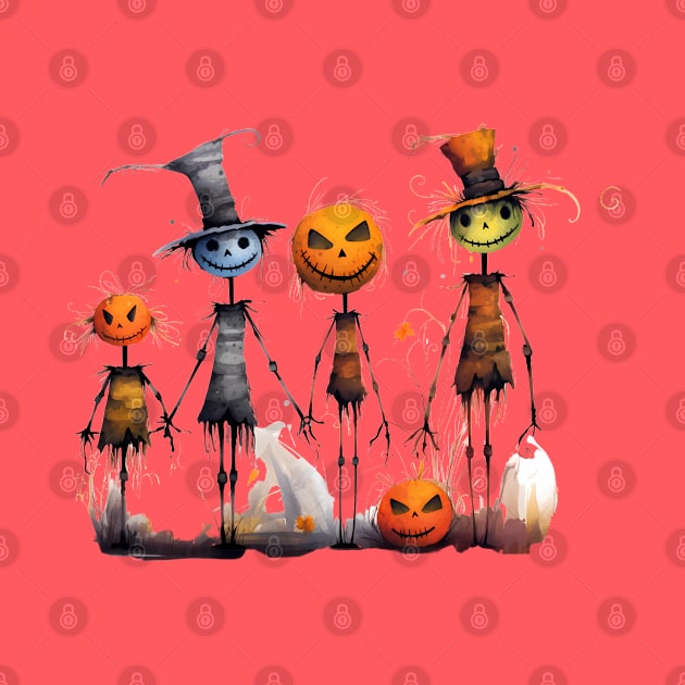 Spooky Halloween Scarecrow Family by DivShot 