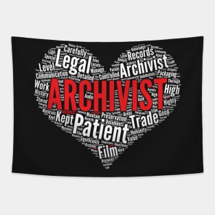 Archivist Heart Shape Word Cloud Design design Tapestry