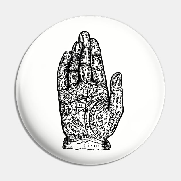 Antique Fortune Telling Palmistry Hand Pin by Pixelchicken